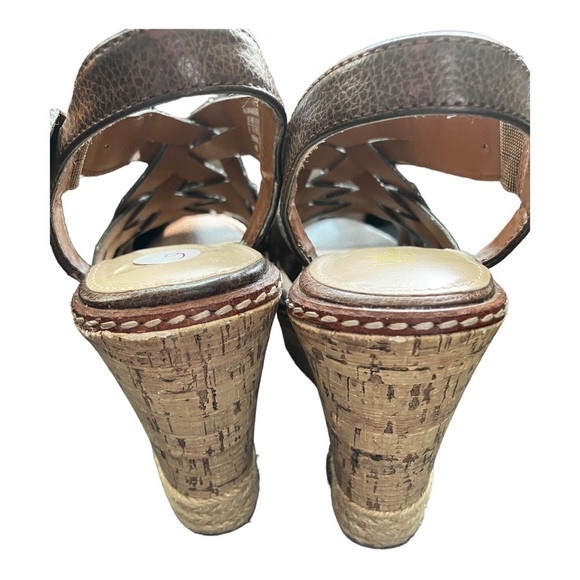 French Connection Cork Wedge Leather Espadrilles Sz 6 - Picture 2 of 10